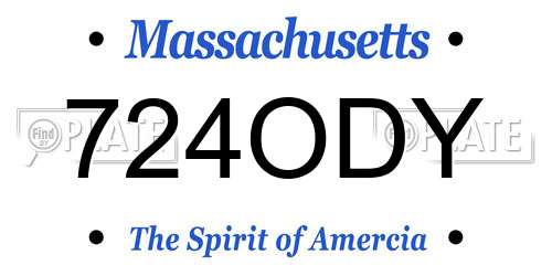 724ODY Massachusetts License Plate