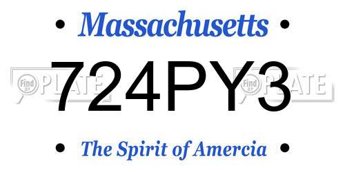 724PY3 Massachusetts License Plate