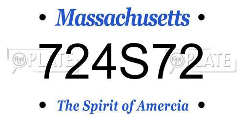 724S72 Massachusetts License Plate