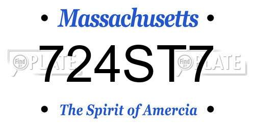 724ST7 Massachusetts License Plate