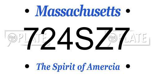 724SZ7 Massachusetts License Plate