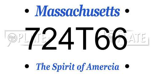 724T66 Massachusetts License Plate