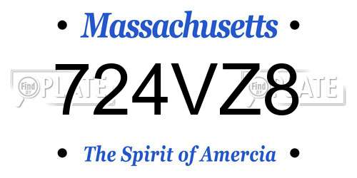 724VZ8 Massachusetts License Plate