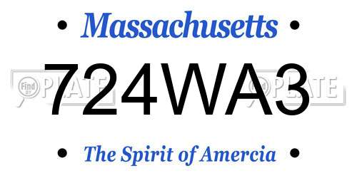724WA3 Massachusetts License Plate