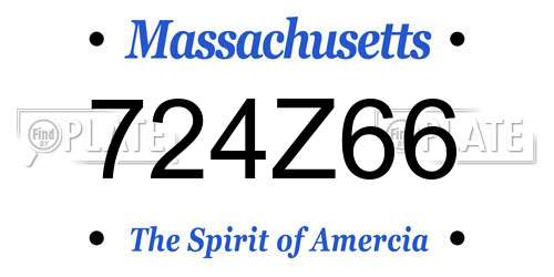 724Z66 Massachusetts License Plate