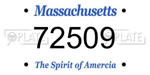 72509 Massachusetts License Plate