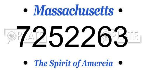 7252263 Massachusetts License Plate