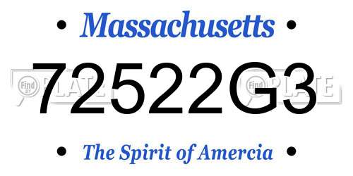 72522G3 Massachusetts License Plate