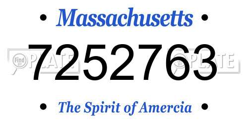 7252763 Massachusetts License Plate