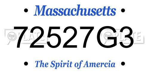 72527G3 Massachusetts License Plate