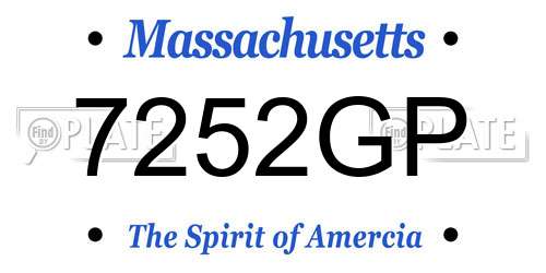 7252GP Massachusetts License Plate