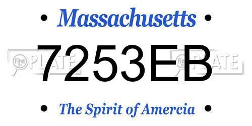 7253EB Massachusetts License Plate