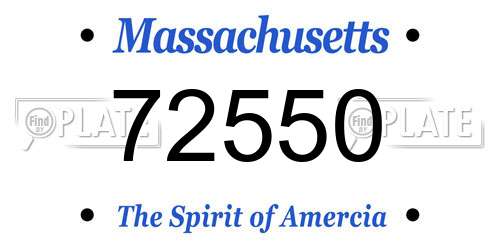 72550 Massachusetts License Plate