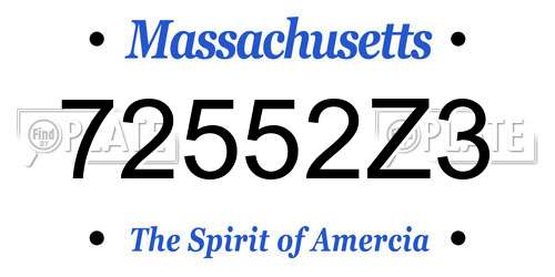 72552Z3 Massachusetts License Plate