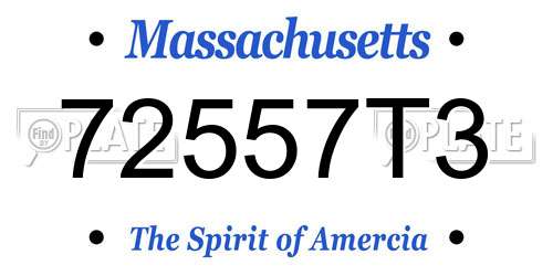 72557T3 Massachusetts License Plate
