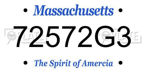 72572G3 Massachusetts License Plate