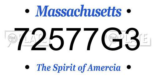 72577G3 Massachusetts License Plate