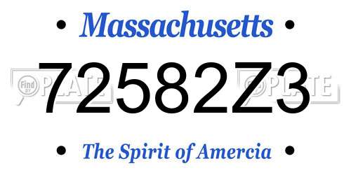 72582Z3 Massachusetts License Plate