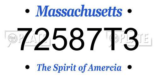 72587T3 Massachusetts License Plate
