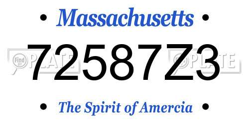 72587Z3 Massachusetts License Plate