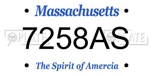 7258AS Massachusetts License Plate