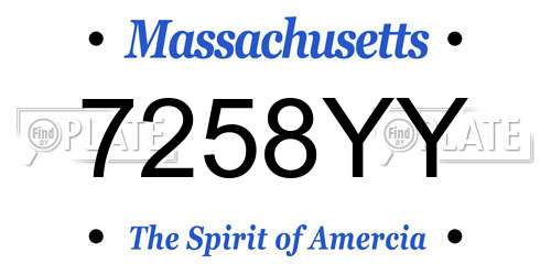 7258YY Massachusetts License Plate