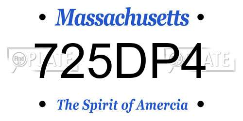 725DP4 Massachusetts License Plate