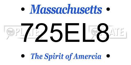 725EL8 Massachusetts License Plate
