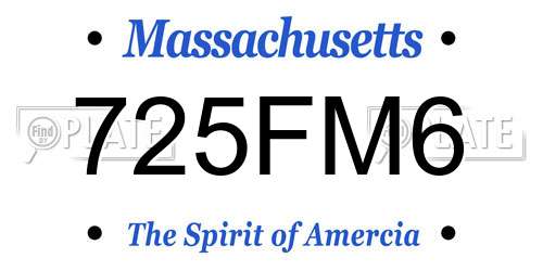725FM6 Massachusetts License Plate