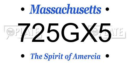 725GX5 Massachusetts License Plate