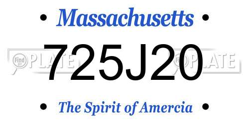 725J20 Massachusetts License Plate