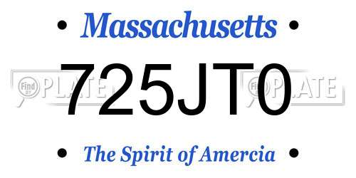 725JT0 Massachusetts License Plate
