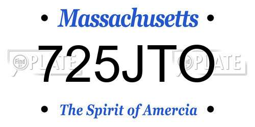 725JTO Massachusetts License Plate