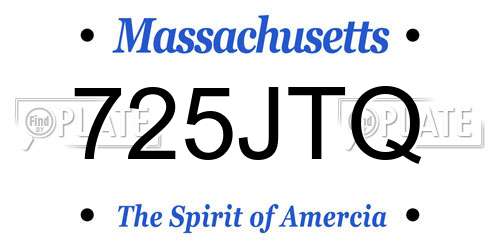 725JTQ Massachusetts License Plate