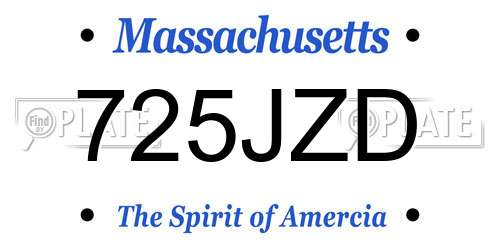 725JZD Massachusetts License Plate
