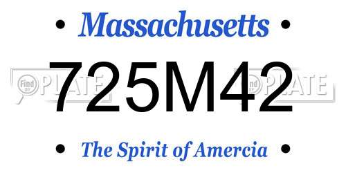 725M42 Massachusetts License Plate