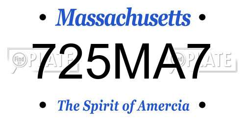 725MA7 Massachusetts License Plate