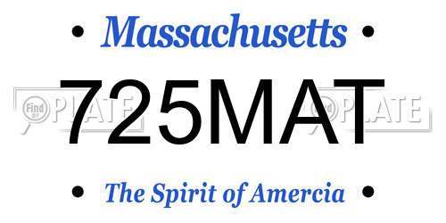 725MAT Massachusetts License Plate