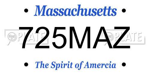 725MAZ Massachusetts License Plate