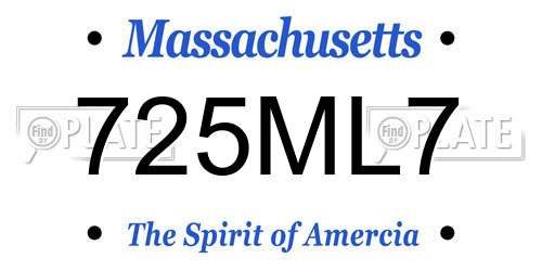 725ML7 Massachusetts License Plate
