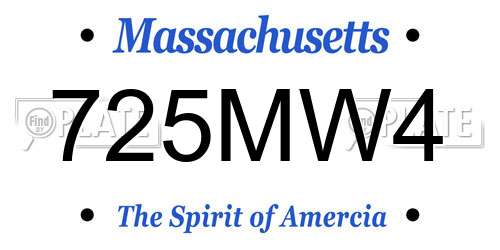 725MW4 Massachusetts License Plate