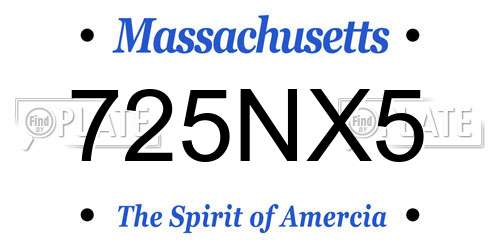 725NX5 Massachusetts License Plate