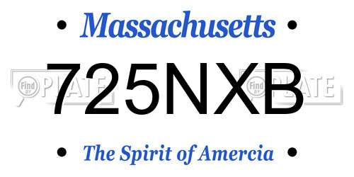 725NXB Massachusetts License Plate