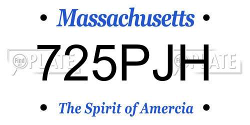 725PJH Massachusetts License Plate