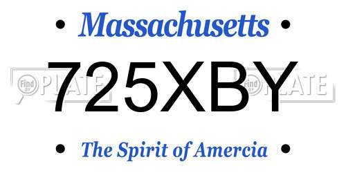 725XBY Massachusetts License Plate