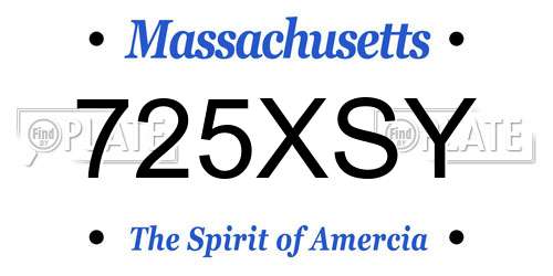 725XSY Massachusetts License Plate