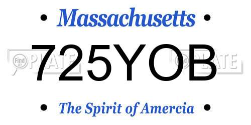 725YOB Massachusetts License Plate