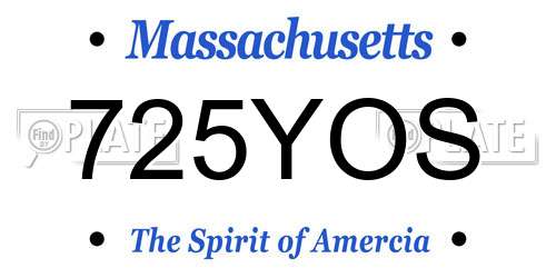 725YOS Massachusetts License Plate