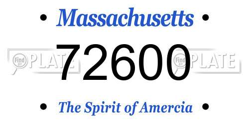 72600 Massachusetts License Plate