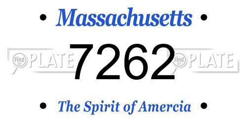 7262 Massachusetts License Plate